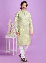 Semi Cotton Green Traditional Wear Digital Printed Kurta Pajama